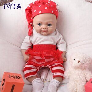 IVITA 12inch Full Silicone Reborn Baby Girl Open eye Vivid Silicone Doll Infant